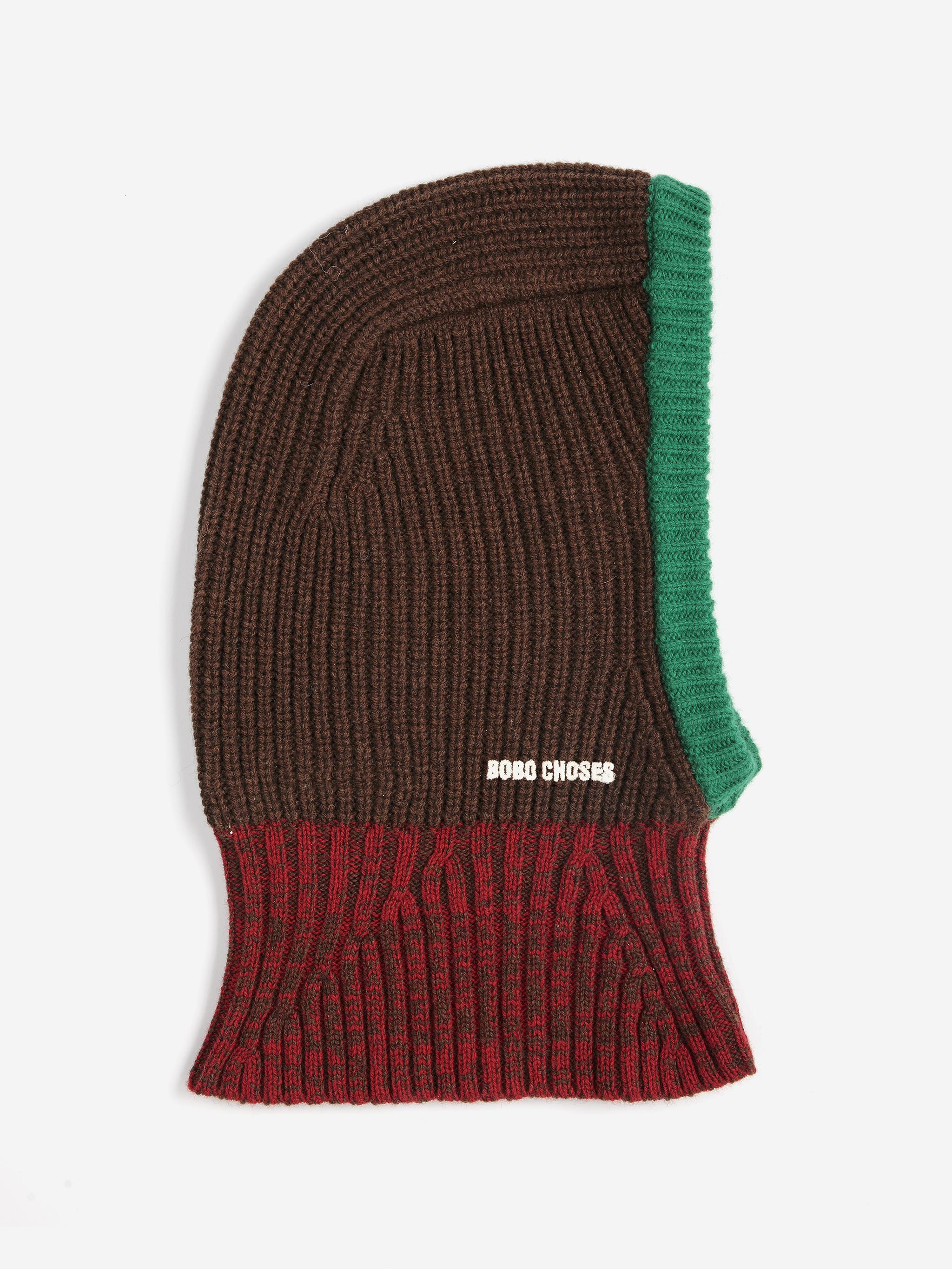 Bobo Choses Colorblock Wool Balaklava Unisex Schal Mütze braun